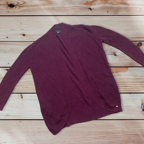 American Eagle Outfitters Sweaters - American Eagle Outfitters Burgundy Long Sleeve Open Front Cardigan